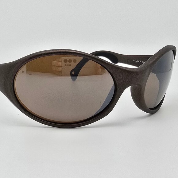 Nautica Sport Tech NST NST102 Dirt Frame Silver Mirror Lens Sunglasses 61-17-115 - Picture 6 of 12